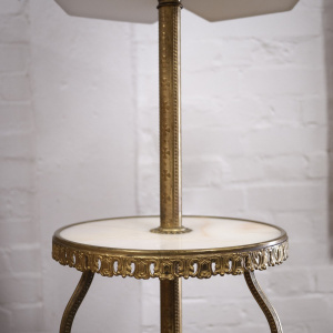 Vintage French Brass And Onyx Floor Lamp, 1930s