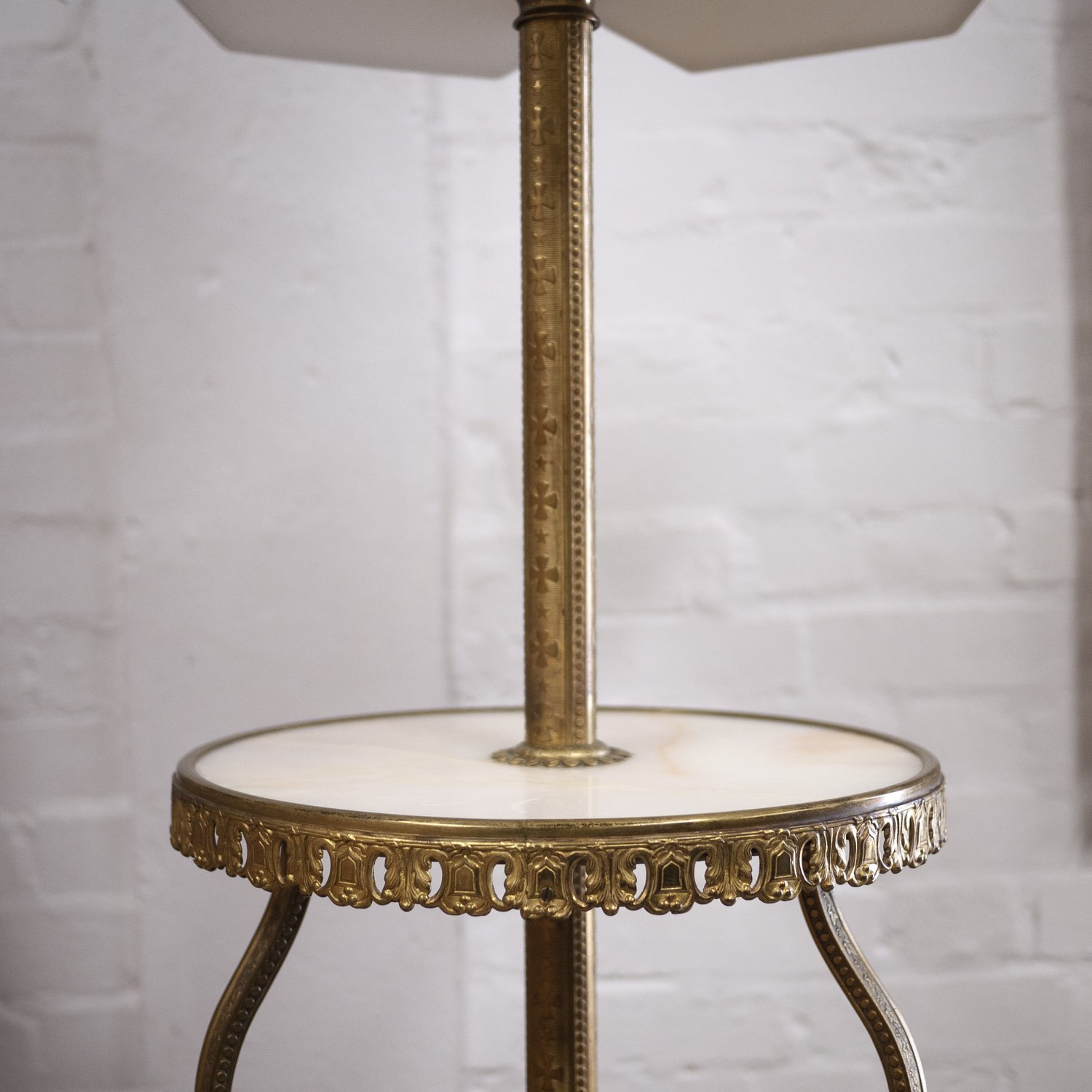 Vintage French Brass And Onyx Floor Lamp, 1930s