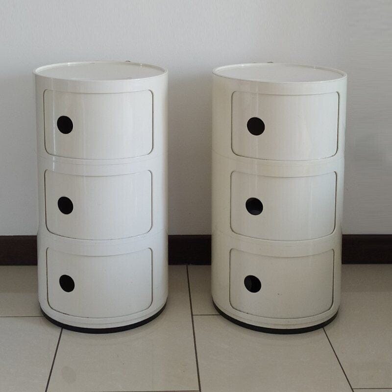 1970s Pair of vintage White Plastic Modular Cabinets by Anna Castelli Ferrieri for Kartell. Made in Italy
