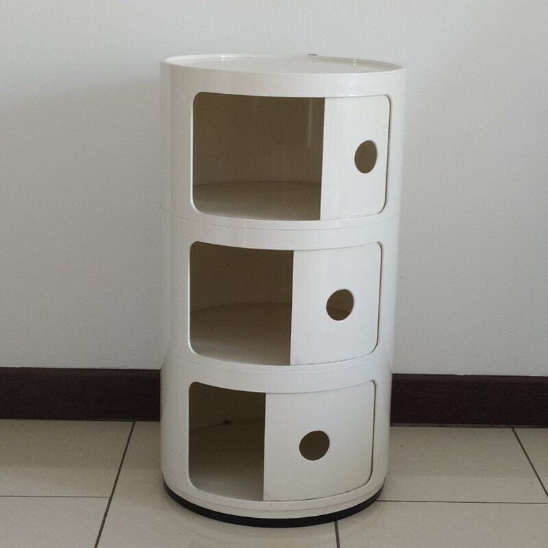 1970s Pair of vintage White Plastic Modular Cabinets by Anna Castelli Ferrieri for Kartell. Made in Italy