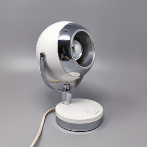 1970s Pair of White Eyeball Table Lamps by Veneta Lumi. Made in Italy
