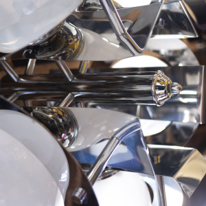 Vintage Geometric Chrome & Glass Chandelier By A.V. Mazzega, 1970s