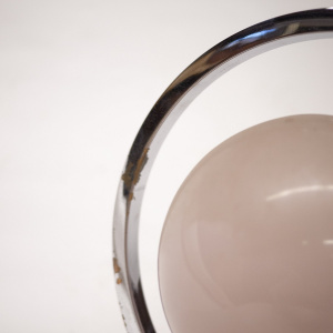 Art Deco Chrome & Globular Milk Glass Table Lamp, 1920s