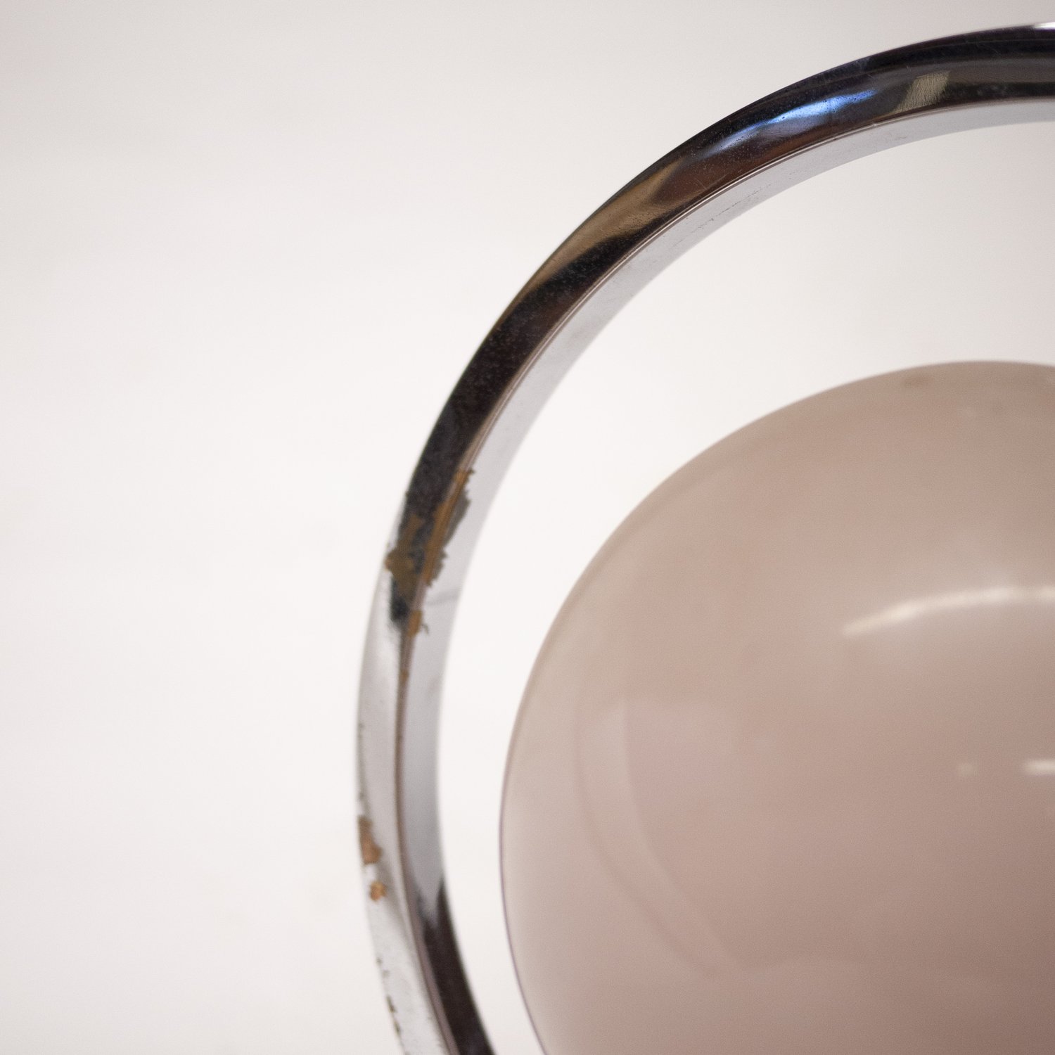 Art Deco Chrome & Globular Milk Glass Table Lamp, 1920s