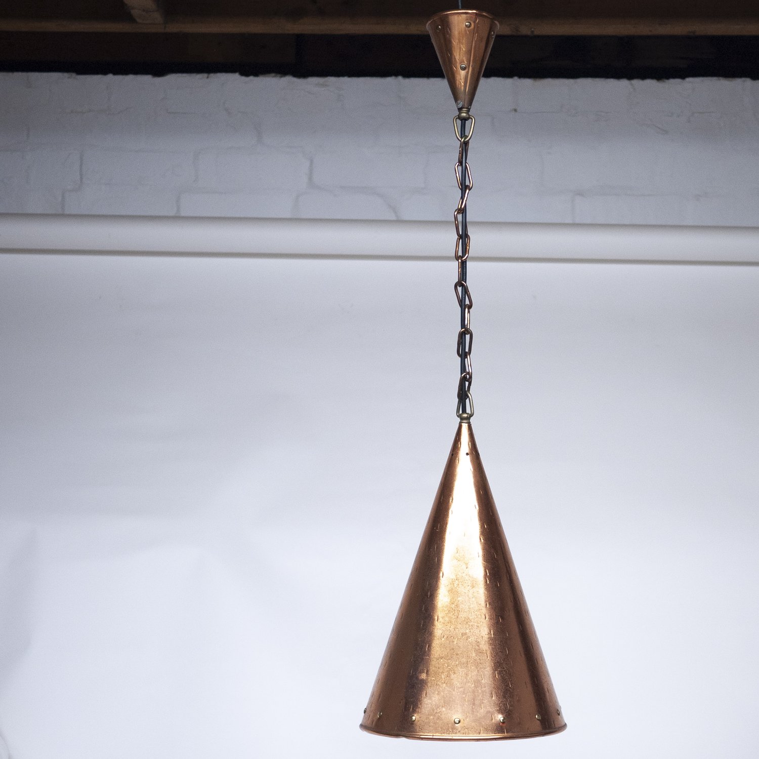 Danish Hand-Hammered Copper Pendant Lamp From E. S. Horn Aalestrup, 1950s