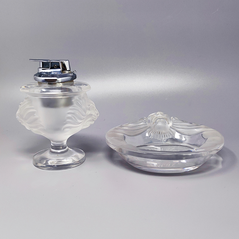 1970s Smoking Set by Lalique. Signed on The Bottom. Made in France