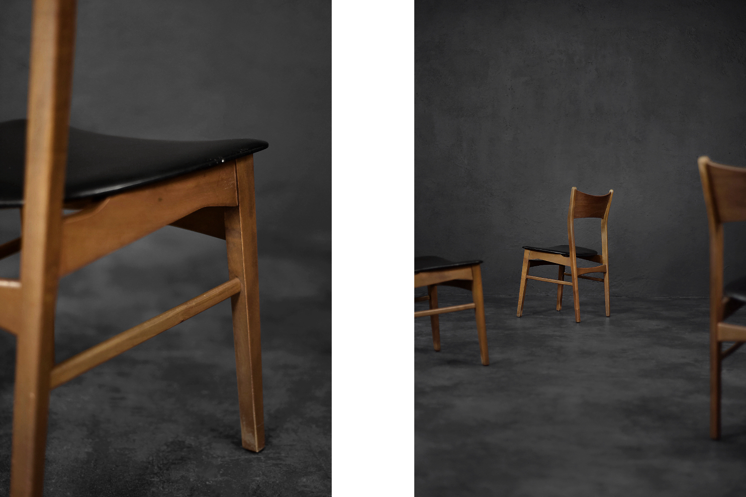 Vintage Classic Mid-Century Modern Scandinavian Dining Chairs in Beech and Teak Wood, 1960s, Set of 4