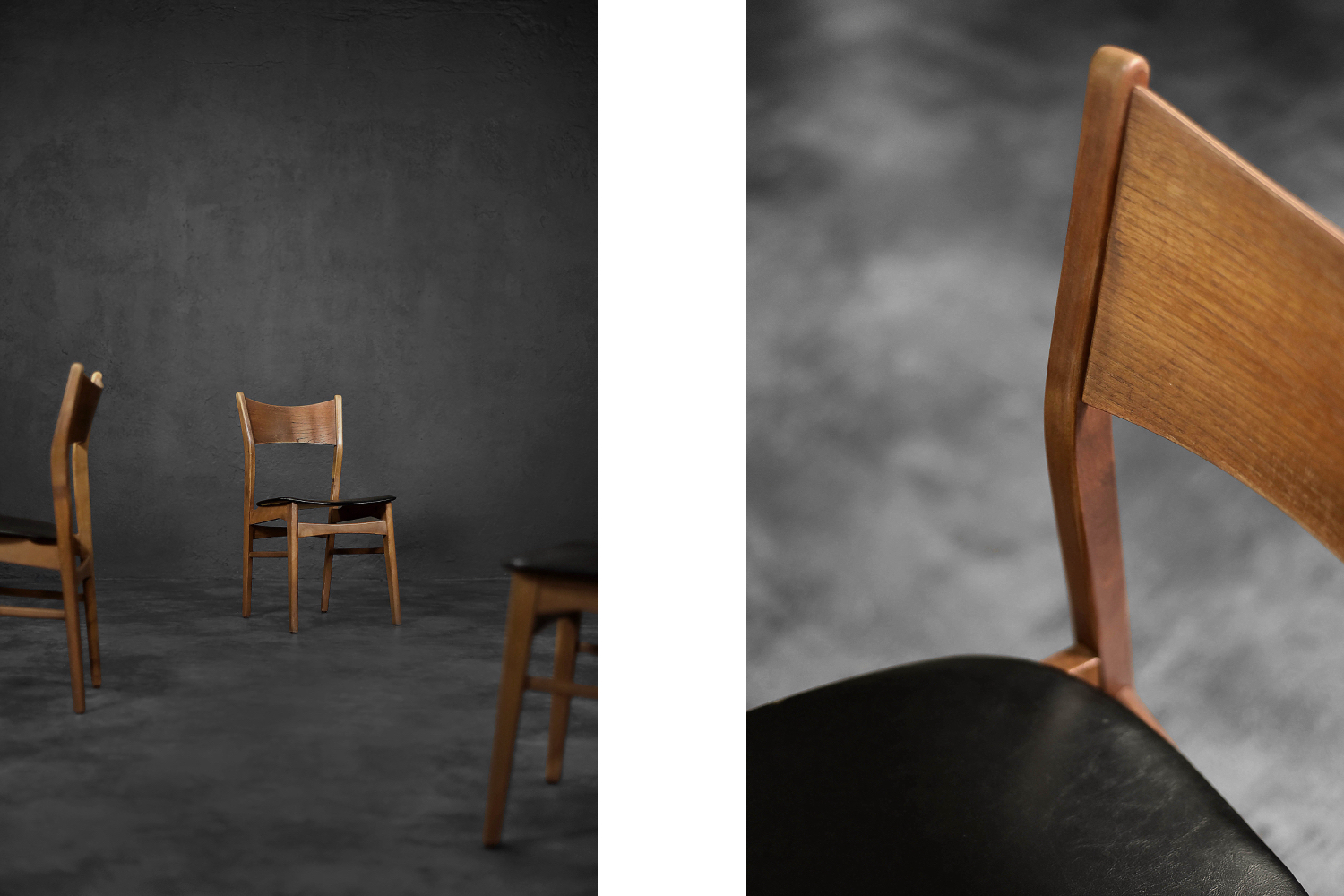 Vintage Classic Mid-Century Modern Scandinavian Dining Chairs in Beech and Teak Wood, 1960s, Set of 4