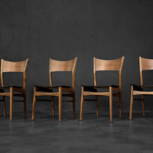 Vintage Classic Mid-Century Modern Scandinavian Dining Chairs in Beech and Teak Wood, 1960s, Set of 4