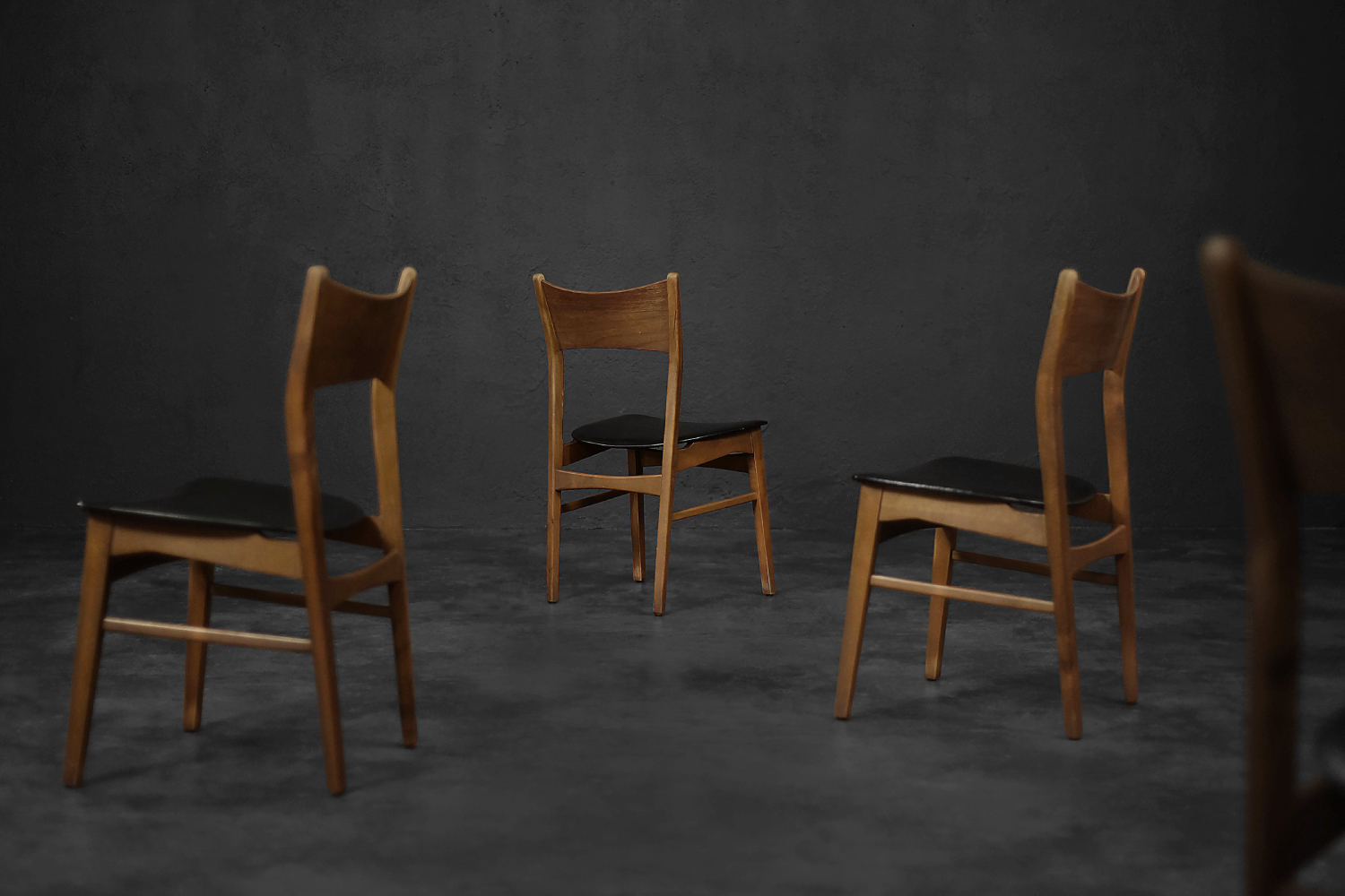 Vintage Classic Mid-Century Modern Scandinavian Dining Chairs in Beech and Teak Wood, 1960s, Set of 4