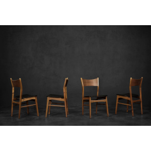 Vintage Classic Mid-Century Modern Scandinavian Dining Chairs in Beech and Teak Wood, 1960s, Set of 4