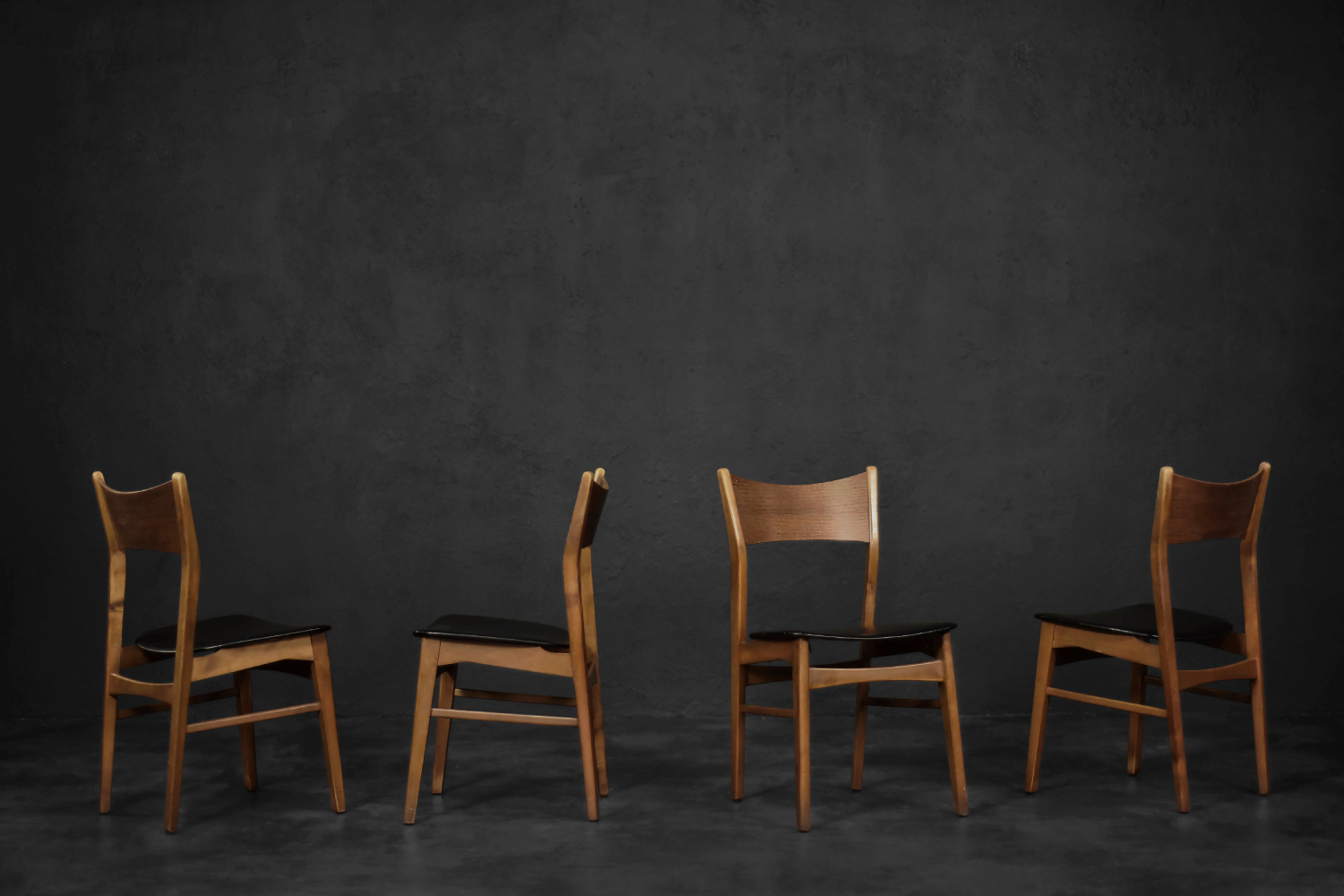 Vintage Classic Mid-Century Modern Scandinavian Dining Chairs in Beech and Teak Wood, 1960s, Set of 4