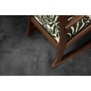 Vintage Mid-Century Danish Modern Rocking Chair in Wood and Monstera Leaf Pattern Fabric, 1960s