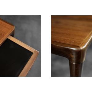 Vintage Classic Mid-Century Scandinavian Danish Modern Rosewood Coffee Table with Pull-Out Black Top, 1960s