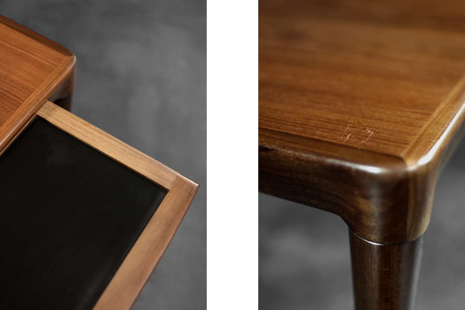 Vintage Classic Mid-Century Scandinavian Danish Modern Rosewood Coffee Table with Pull-Out Black Top, 1960s