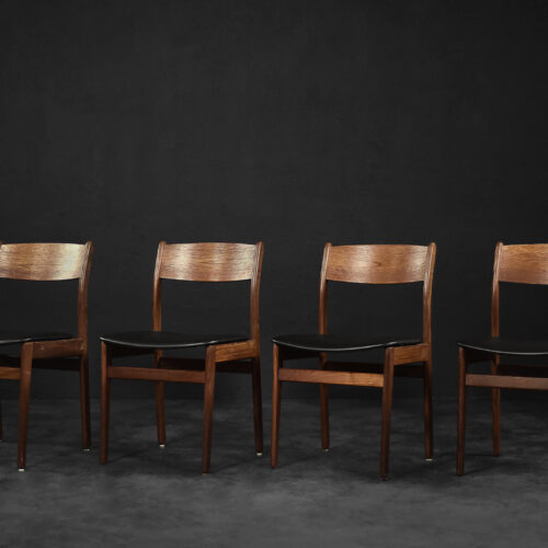 Vintage Mid-Century Modern Scandinavian Teak & Vinyl Dining Chairs, 1960s