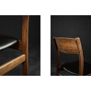 Vintage Mid-Century Modern Scandinavian Teak & Vinyl Dining Chairs, 1960s
