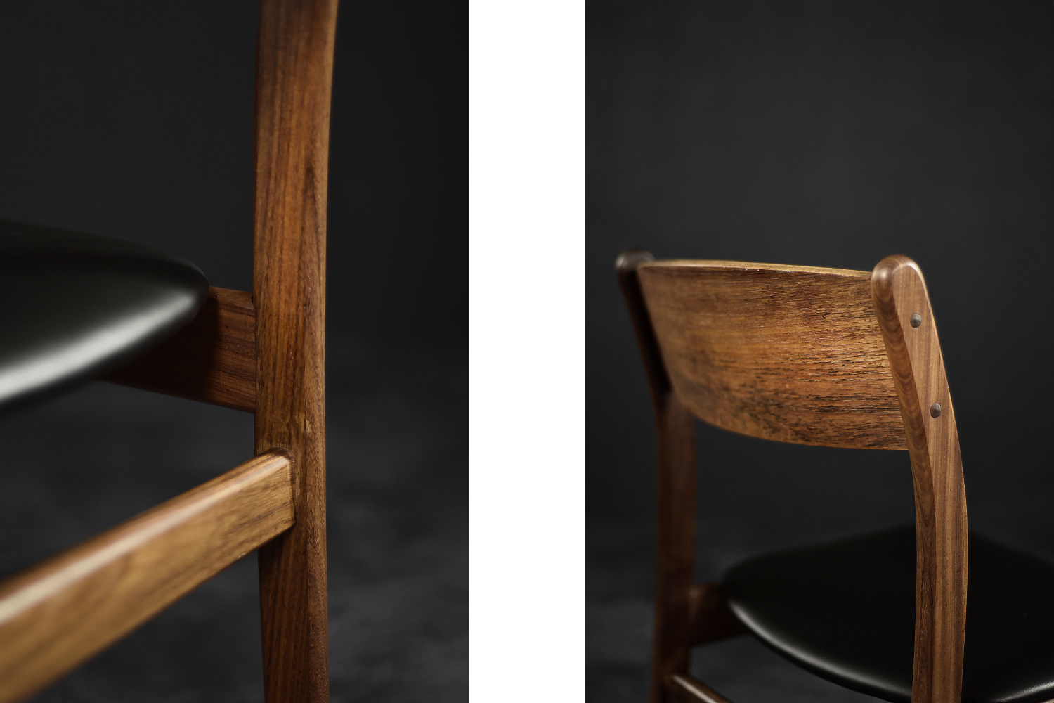 Vintage Mid-Century Modern Scandinavian Teak & Vinyl Dining Chairs, 1960s