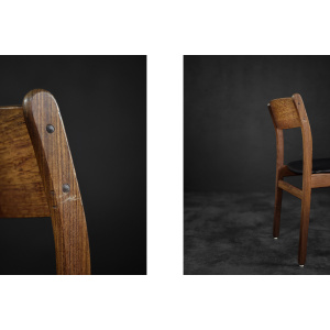 Vintage Mid-Century Modern Scandinavian Teak & Vinyl Dining Chairs, 1960s