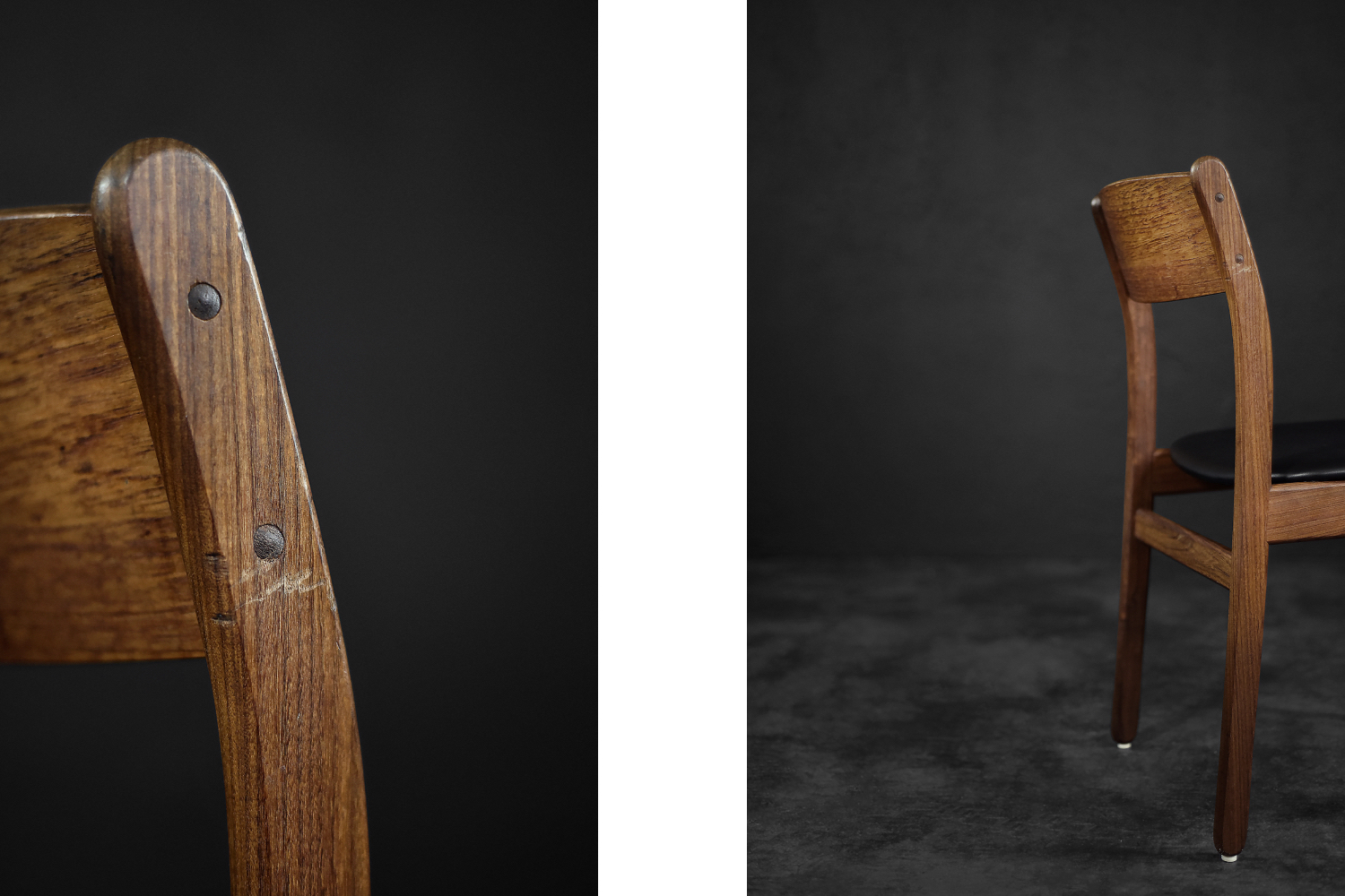 Vintage Mid-Century Modern Scandinavian Teak & Vinyl Dining Chairs, 1960s