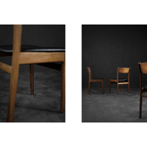 Vintage Mid-Century Modern Scandinavian Teak & Vinyl Dining Chairs, 1960s
