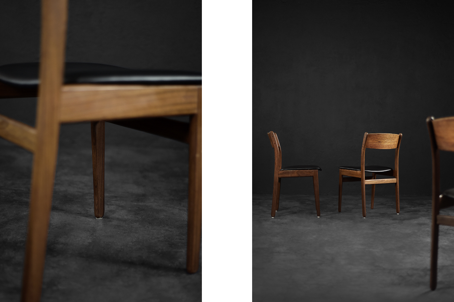 Vintage Mid-Century Modern Scandinavian Teak & Vinyl Dining Chairs, 1960s