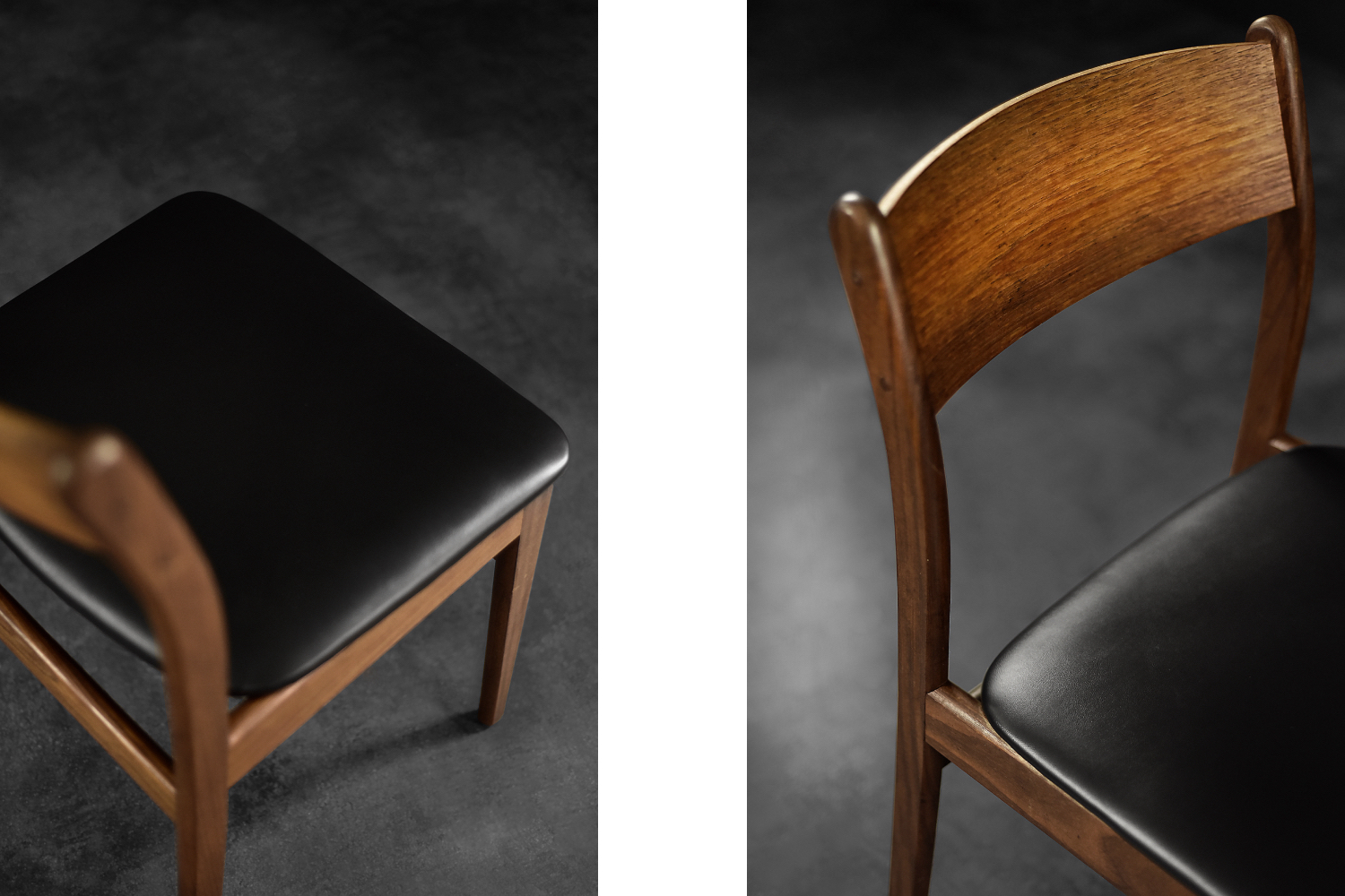 Vintage Mid-Century Modern Scandinavian Teak & Vinyl Dining Chairs, 1960s