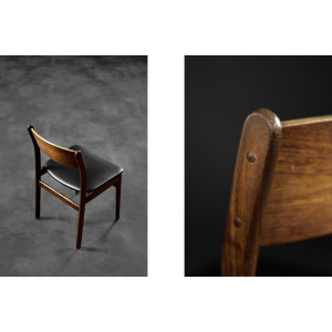 Vintage Mid-Century Modern Scandinavian Teak & Vinyl Dining Chairs, 1960s