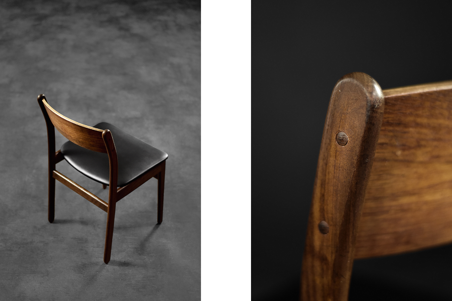 Vintage Mid-Century Modern Scandinavian Teak & Vinyl Dining Chairs, 1960s