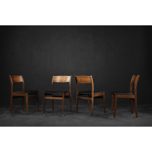 Vintage Mid-Century Modern Scandinavian Teak & Vinyl Dining Chairs, 1960s