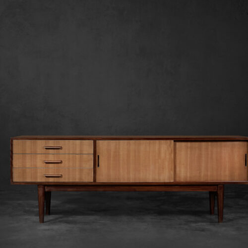 Classic Vintage Mid-Century Danish Scandinavian Modern Mahogany Sideboard with Drawers, 1970s