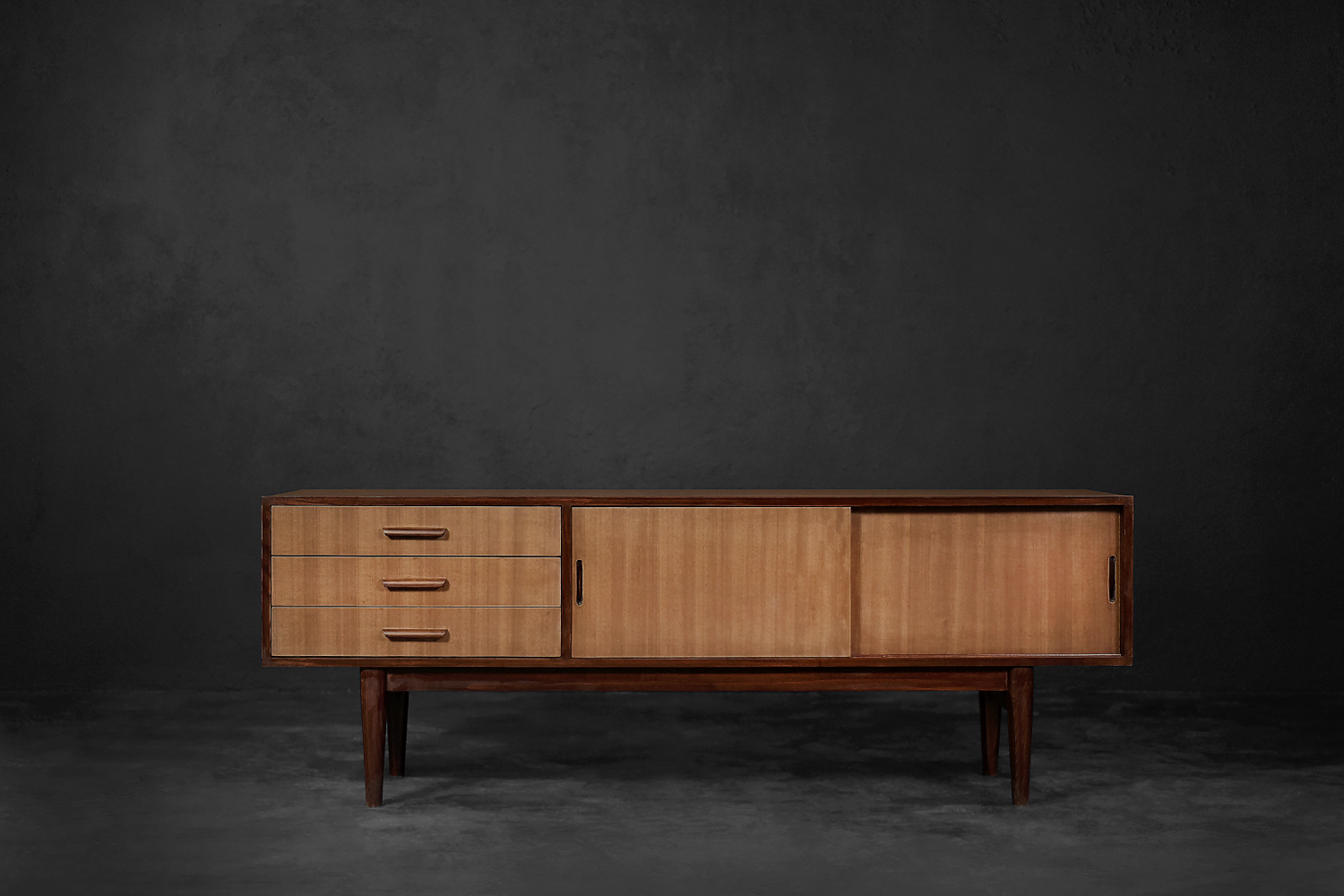 Classic Vintage Mid-Century Danish Scandinavian Modern Mahogany Sideboard with Drawers, 1970s