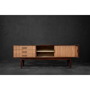 Classic Vintage Mid-Century Danish Scandinavian Modern Mahogany Sideboard with Drawers, 1970s