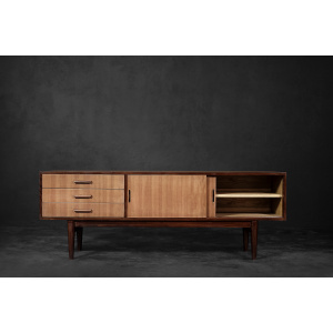 Classic Vintage Mid-Century Danish Scandinavian Modern Mahogany Sideboard with Drawers, 1970s