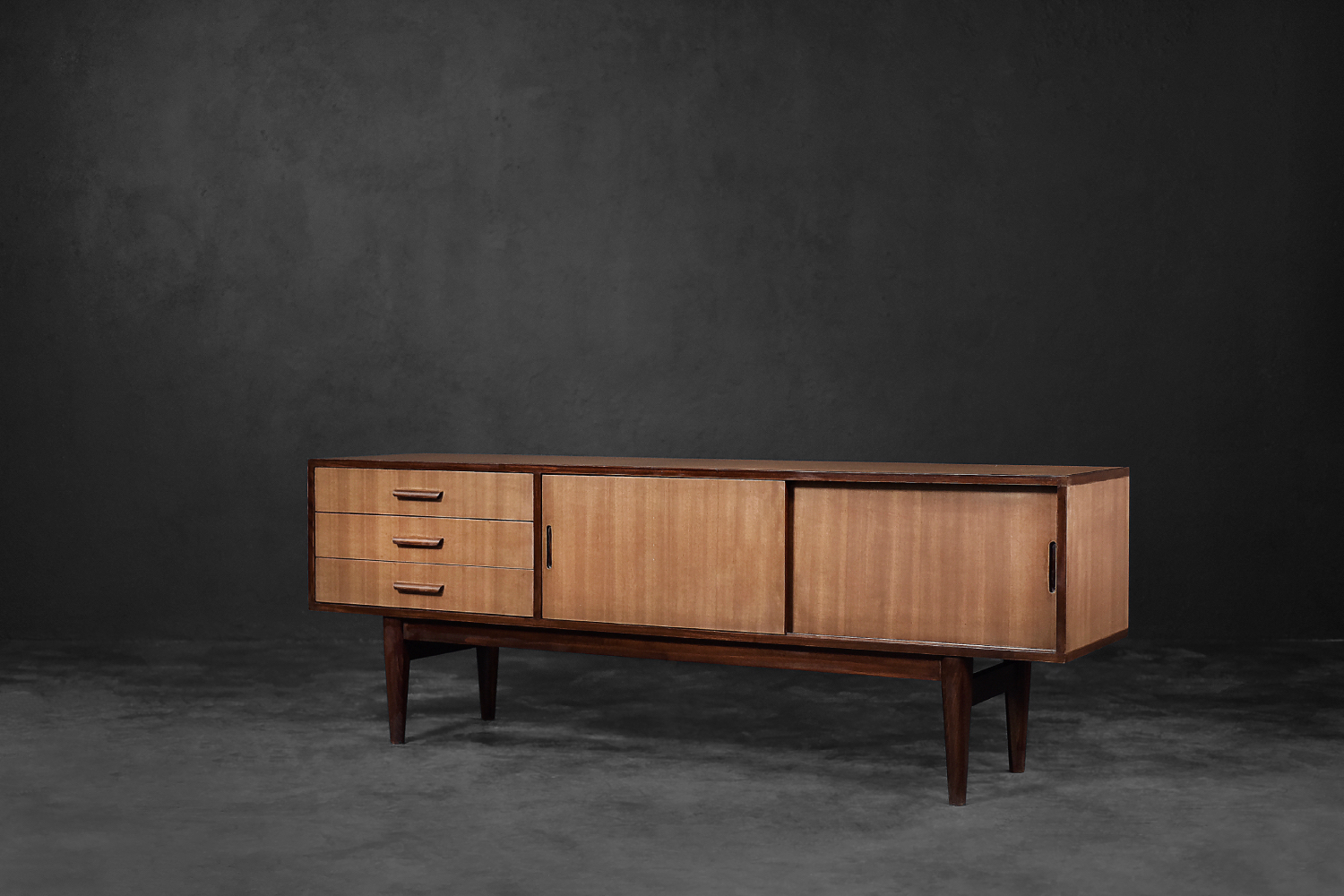 Classic Vintage Mid-Century Danish Scandinavian Modern Mahogany Sideboard with Drawers, 1970s