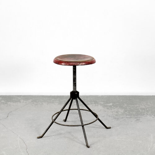 Vintage Industrial Factory Metal & Wood Swivel Stool, 1950s
