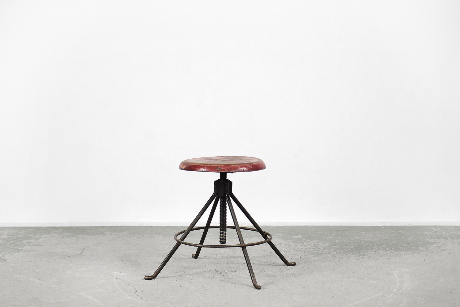 Vintage Industrial Factory Metal & Wood Swivel Stool, 1950s