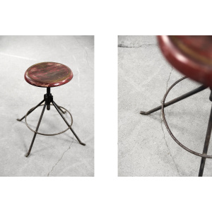 Vintage Industrial Factory Metal & Wood Swivel Stool, 1950s