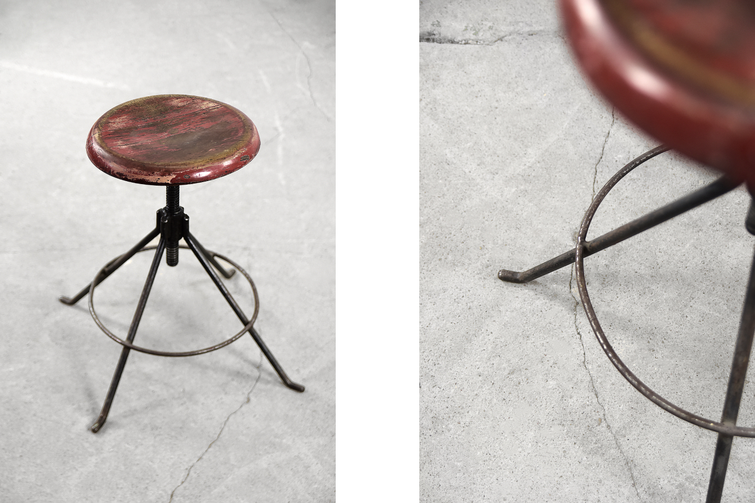 Vintage Industrial Factory Metal & Wood Swivel Stool, 1950s