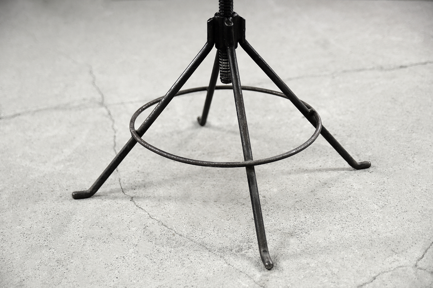 Vintage Industrial Factory Metal & Wood Swivel Stool, 1950s