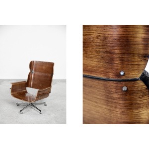 Swiss Modern Leather; Bent Wood Lounge Chair by Martin Stoll for Stoll Giroflex, 1960s
