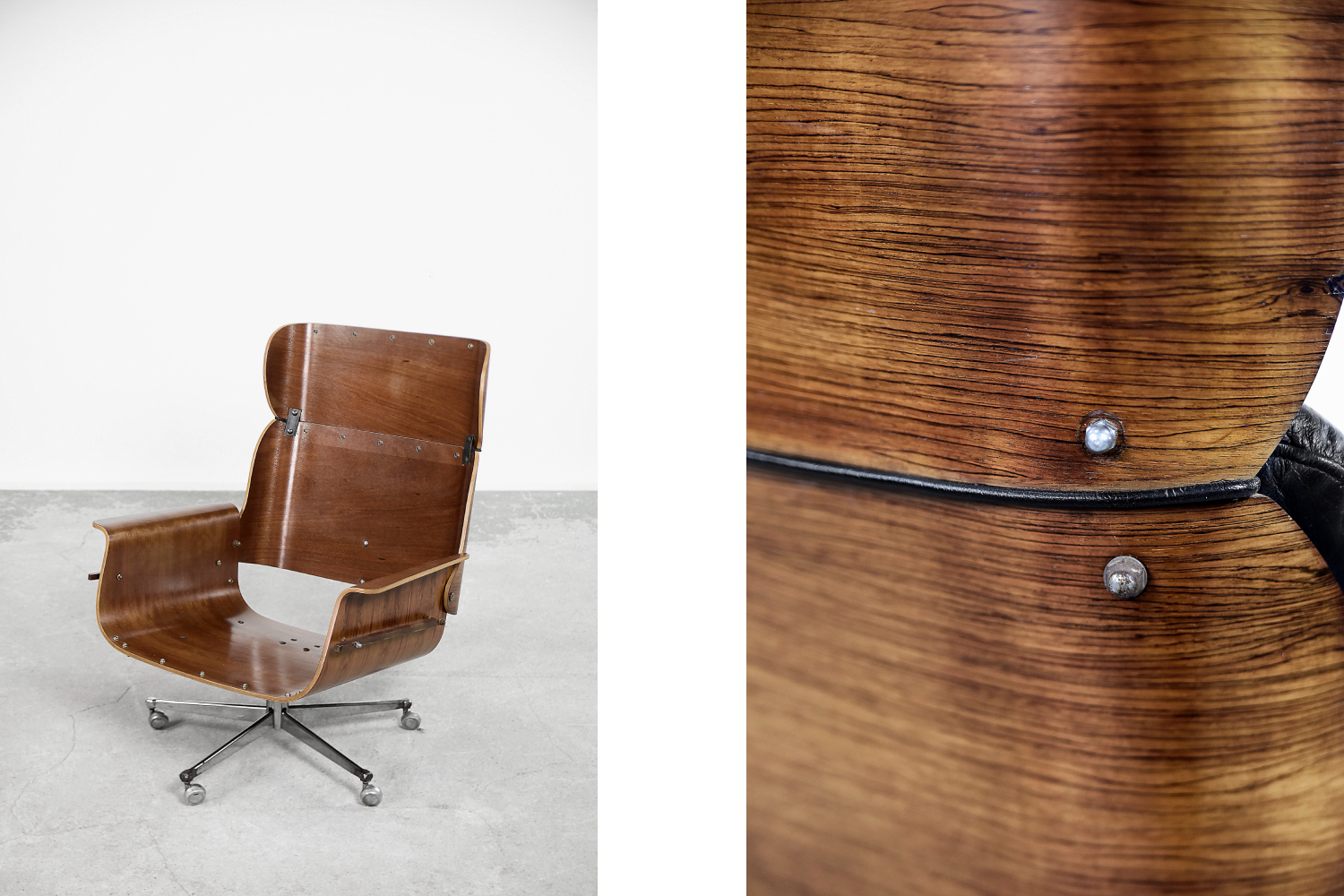 Swiss Modern Leather; Bent Wood Lounge Chair by Martin Stoll for Stoll Giroflex, 1960s