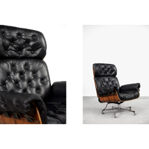 Swiss Modern Leather; Bent Wood Lounge Chair by Martin Stoll for Stoll Giroflex, 1960s