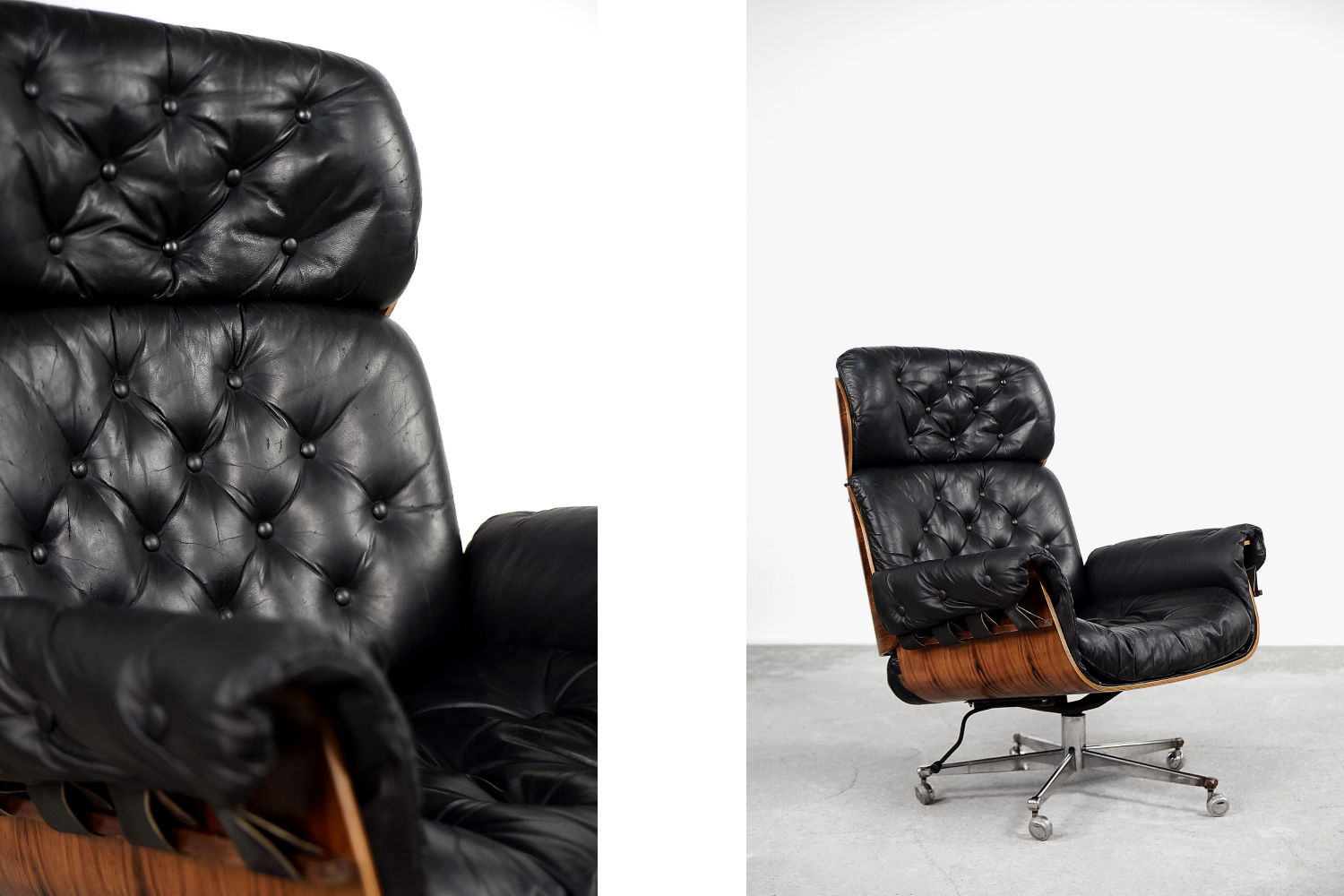 Swiss Modern Leather; Bent Wood Lounge Chair by Martin Stoll for Stoll Giroflex, 1960s