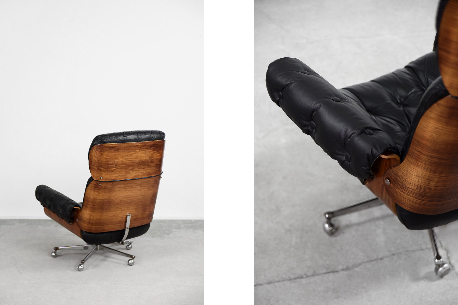Swiss Modern Leather; Bent Wood Lounge Chair by Martin Stoll for Stoll Giroflex, 1960s