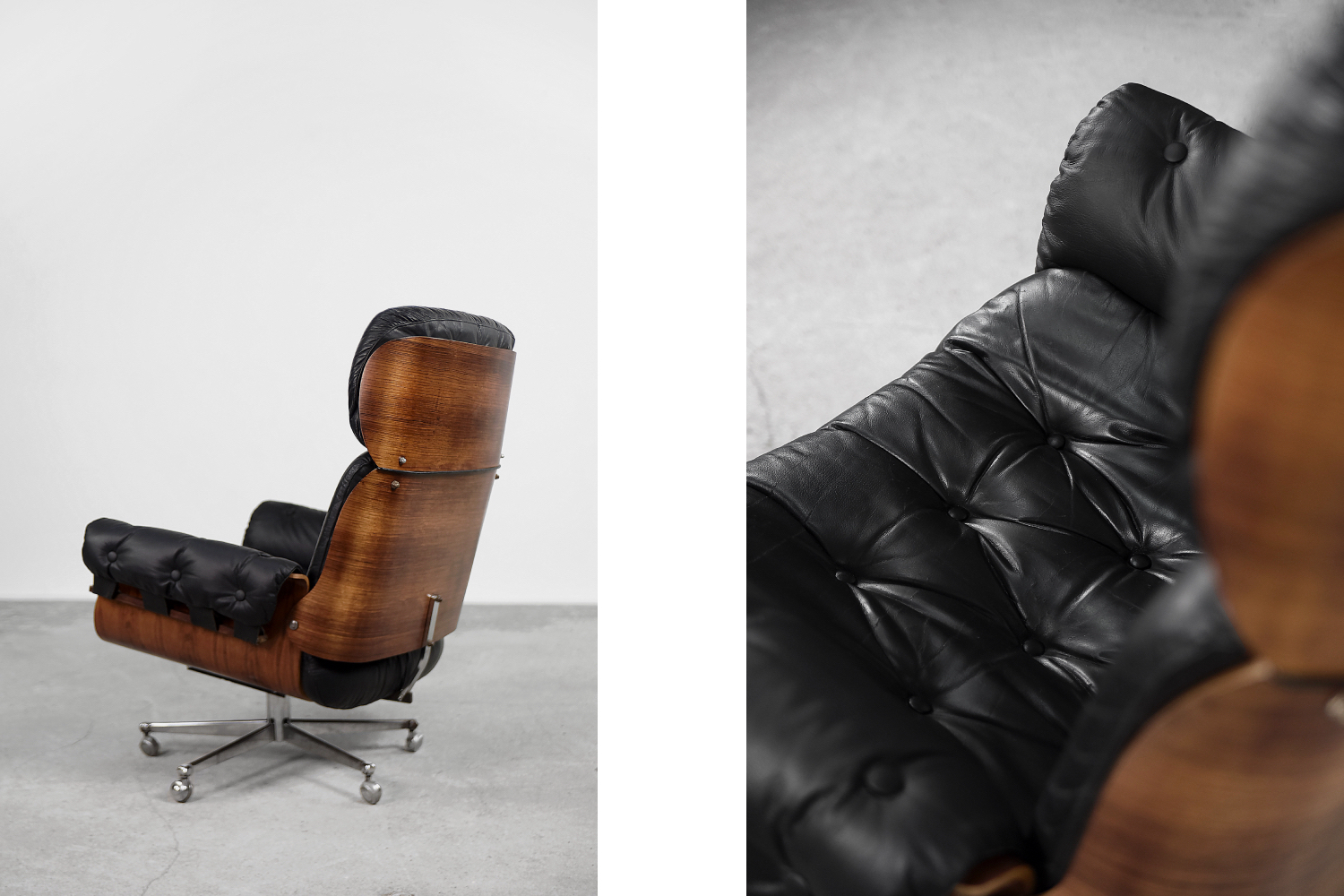 Swiss Modern Leather; Bent Wood Lounge Chair by Martin Stoll for Stoll Giroflex, 1960s