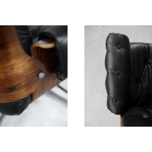 Swiss Modern Leather; Bent Wood Lounge Chair by Martin Stoll for Stoll Giroflex, 1960s