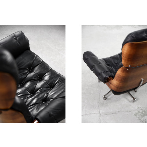 Swiss Modern Leather; Bent Wood Lounge Chair by Martin Stoll for Stoll Giroflex, 1960s