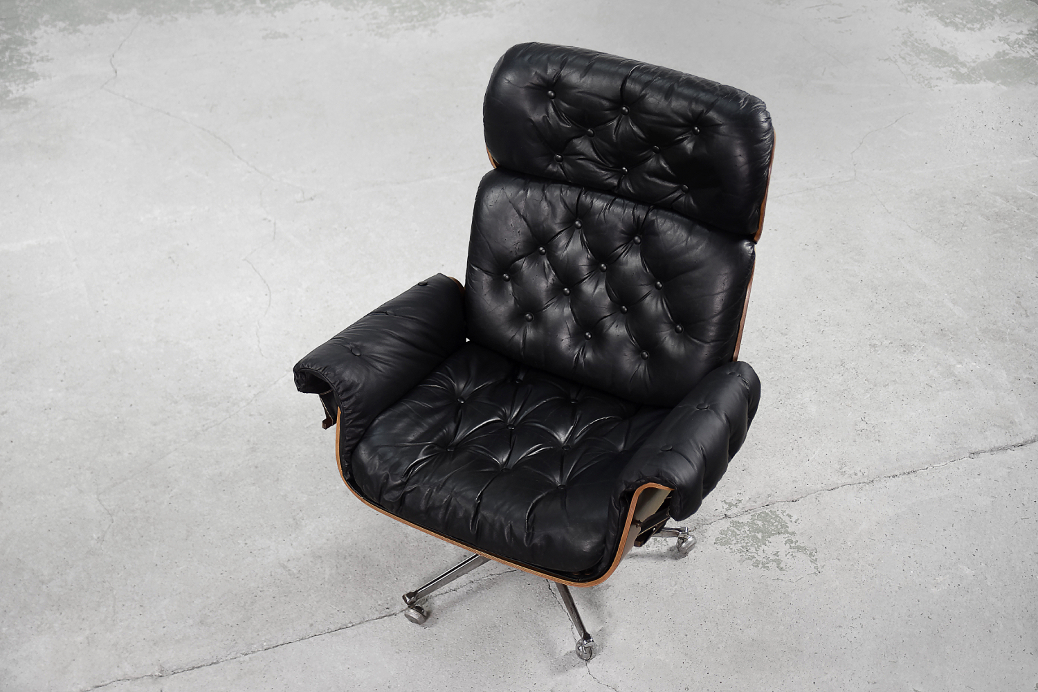 Swiss Modern Leather; Bent Wood Lounge Chair by Martin Stoll for Stoll Giroflex, 1960s