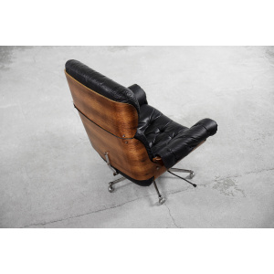 Swiss Modern Leather; Bent Wood Lounge Chair by Martin Stoll for Stoll Giroflex, 1960s